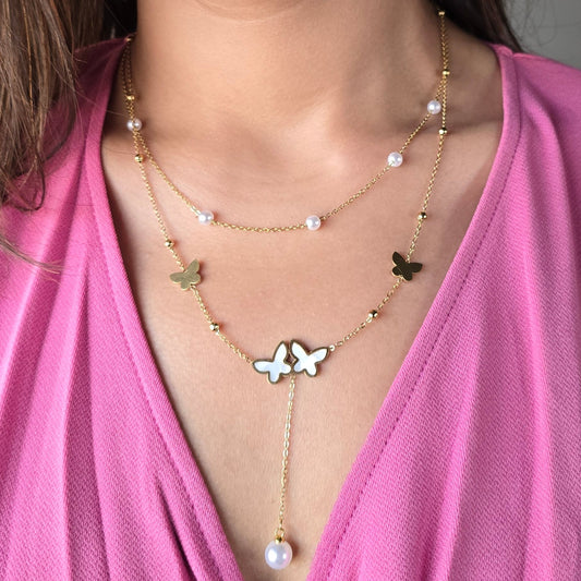 Flutters & Pearls Necklace
