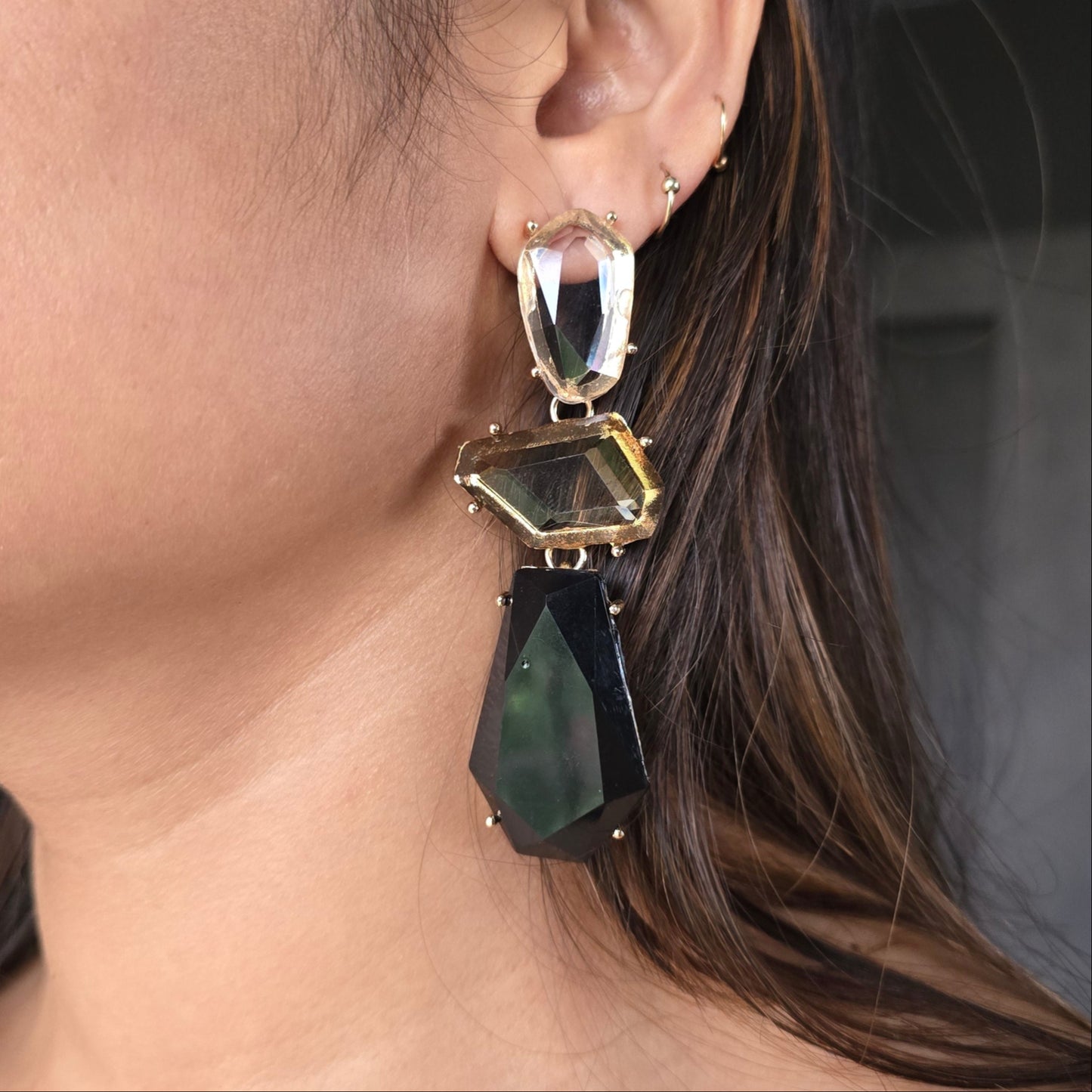 Black Champagne Earrings